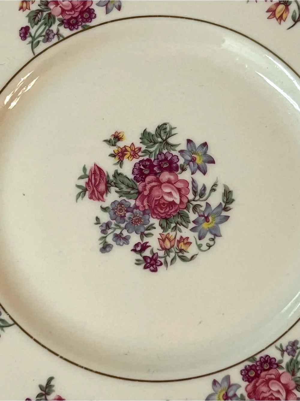 Set of 6 Theodore Haviland New York Arlington Dessert Plates Pink Purple Flowers